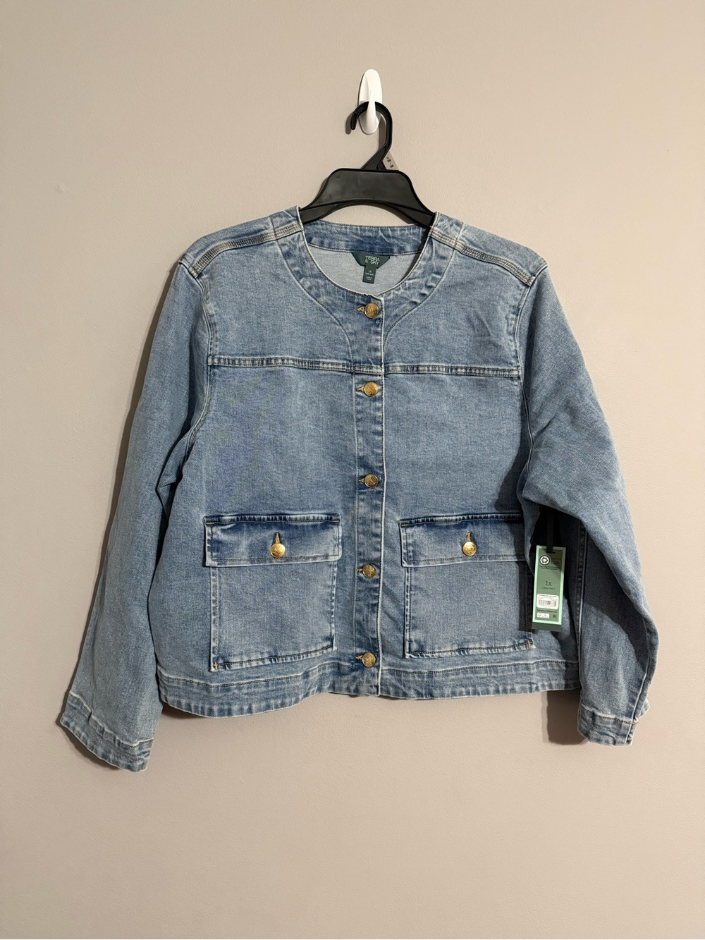 Terra & Sky Denim Button-Front Jacket 1x (16w-18w)